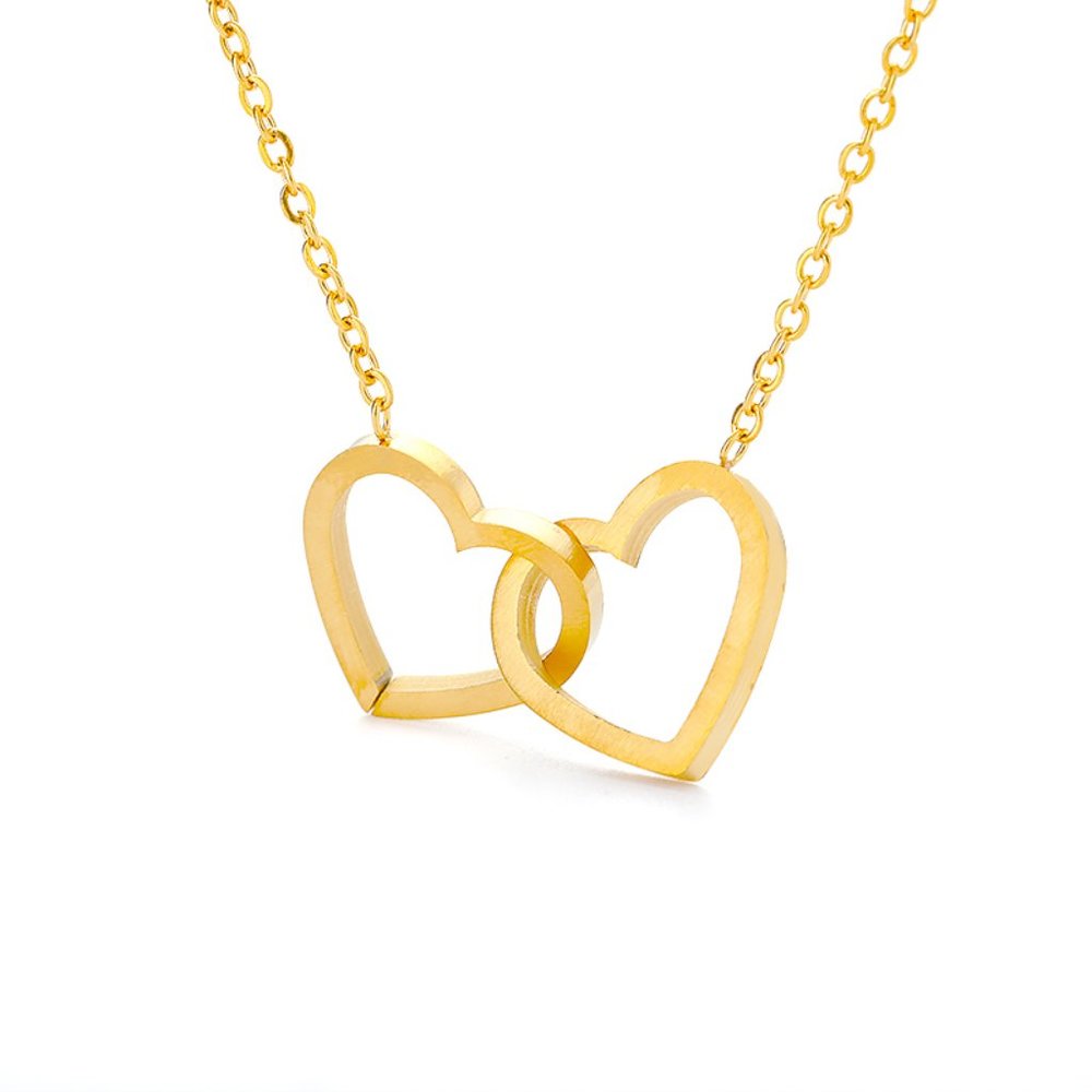 AMAZING GOLD DUBBLE HEART ROSE GOLD NECKLACE STAINLESS STEEL